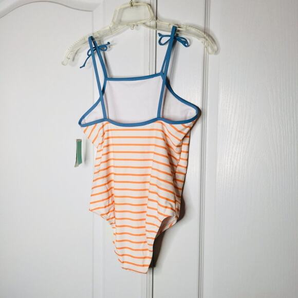 Copper Key Big Girls Tie-Shoulder One Piece Swimsuit Breton Stripe Size 16 XL - Picture 5 of 7